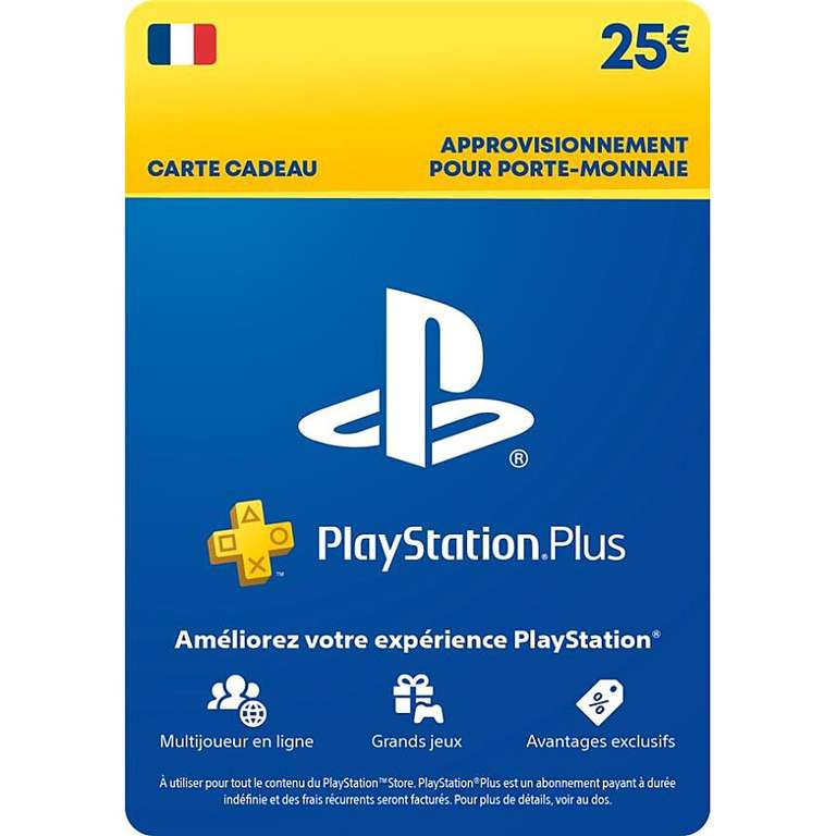 Cartes PlayStation Store (PSN) en promotion - 25€ à 12,45€ / 60€ à 26,96€ / 120€ à 64,80€