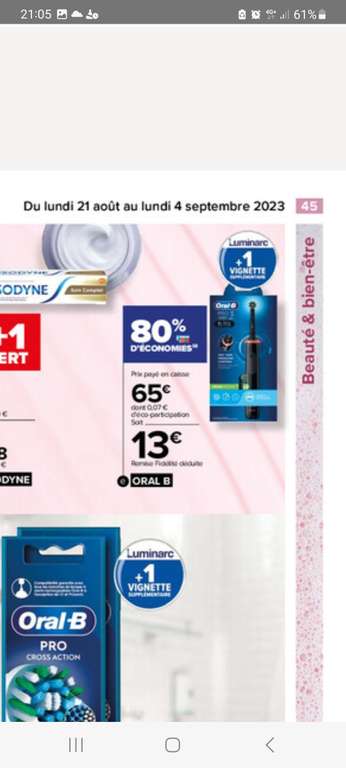 Lot de deux brossettes pour brosse a dents électrique Oral B (via 14€ sur Carte Fidélité)