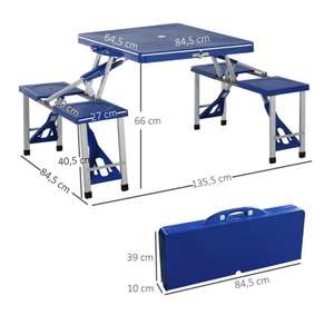 Table de camping pique-nique pliante portable en plastique avec 4 sieges bleu Aosom AOS-01-0009 (Vendeur tiers)