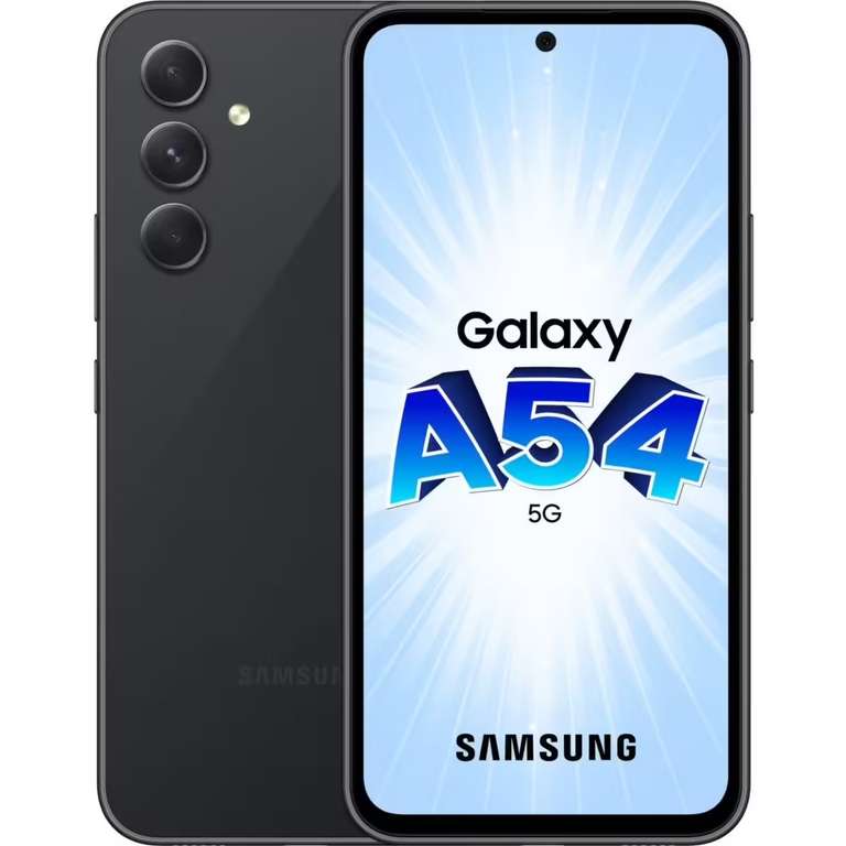 Smartphone 6.4" Samsung Galaxy A54 5G - 128 Go Noir 8 Go RAM (+30€ en Rakuten Points)
