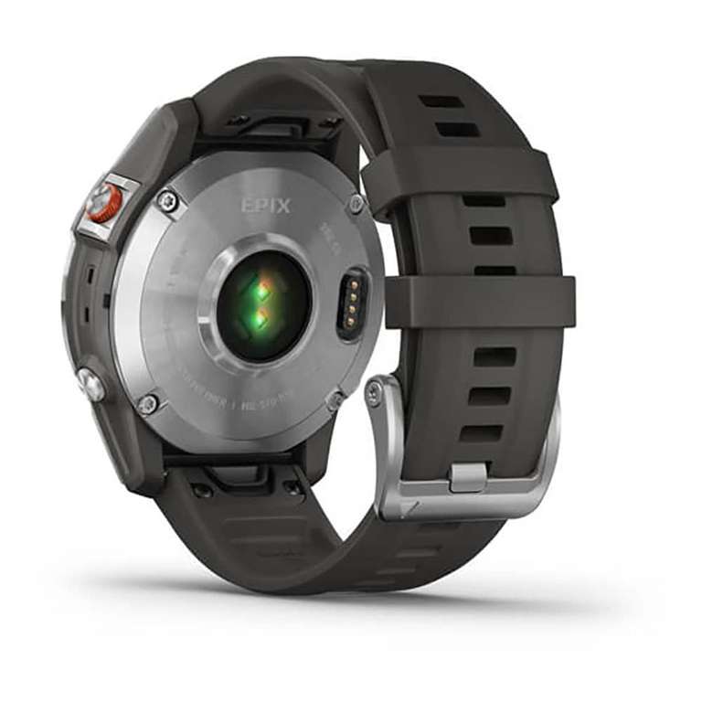 Montre GPS connectée Multisport Garmin Epix avec écran AMOLED - Acier, Silver avec bracelet gris - Boitier 47 mm