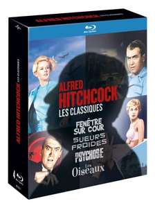 Coffret Blu-Ray Alfred Hitchcock, Les Classiques : Fenêtre sur Cour + Sueurs Froides + Psychose + Les Oiseaux