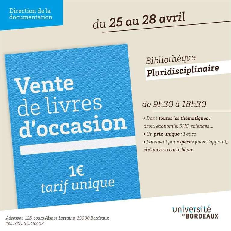 Sélection de Livres d'occasion à 1€ - Bibliothèque Pluridisciplinaire, Bordeaux (33)