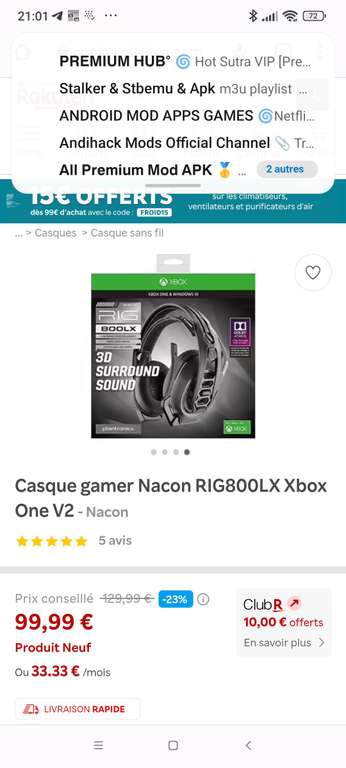 Micro-casque Nacon RIG800LX Xbox One V2