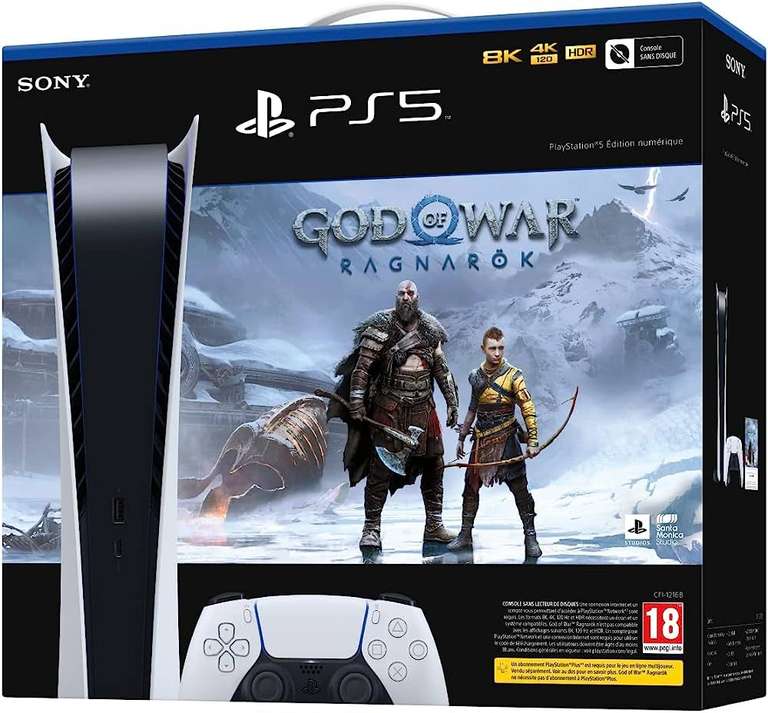 Pack Console Sony PS5 Édition Digitale + God of War : Ragnarök