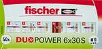 50 Chevilles tous matériaux Fischer DuoPower 6x30 avec vis