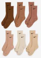 Lot de 6 Paires de chaussettes Crew Nike Rembourrées - Nude, Tailles du 35 au 46