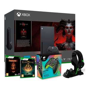 Console Microsoft Xbox serie X - Diablo IV Bundle + Station de jeu Stealth Ultimate + Manette filaire + Jeu Blasphemous 2
