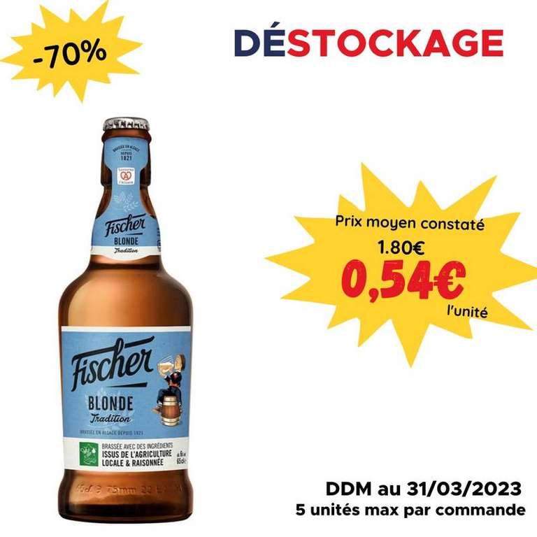 Bière blonde tradition Fischer - 65 cl (DDM dépassée)