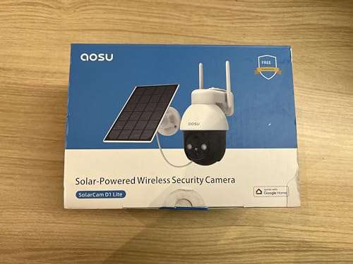 AOSU 2K Camera Surveillance WiFi Exterieure Solaire, 360° Pan/Tilt, Vision Nocturne (via coupon - vendeur tiers)