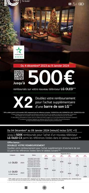 [ODR] Jusqu'à 500€ remboursés pour l'achat d'une TV LG OLED C3