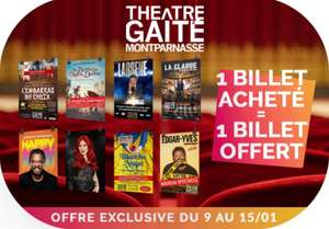 1 billet acheté = 1 billet offert au Théâtre Gaité Montparnasse - Paris (75) - ticketac.com