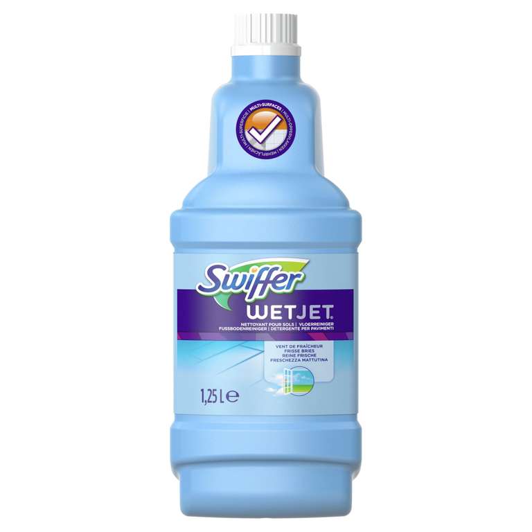 Nettoyant Sol pour Balai Spray Swiffer WetJet - Vent de Fraicheur, 5L (4 unités x 1.25L)