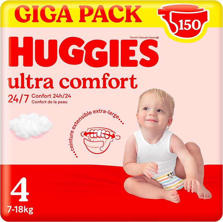 Pack de 150 couches pour bébé Huggies Ultra Comfort - Taille 4