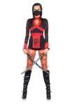 Costume femme Dragon Ninja Leg Avenue Noir et Rouge, Taille M