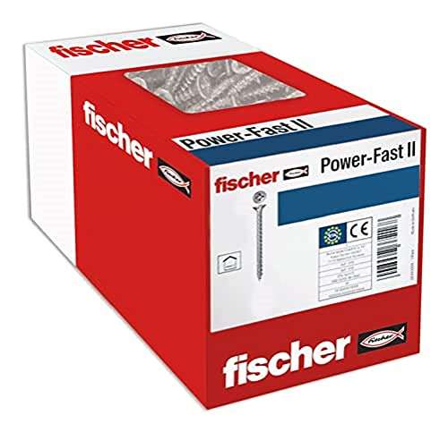 Boîte de 50 Vis à Bois Fischer PowerFast II - Tête fraisée, empreinte PZ, zingué Blanc, filetage total, Noir, 5,0 x 25