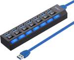 Hub USB 7 Ports, hub USB 3.0 Portable avec Interrupteur d'alimentation LED individuels (vendeur tiers)