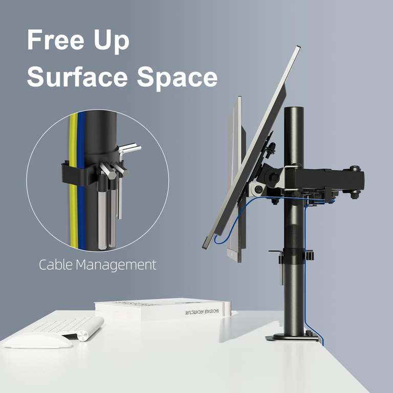 SENSE7 Float Double - Support Écran PC Double Bras Pour 2 Moniteurs 17-32" - VESA 75x75 100x100, Charge 2x9kg, Rotation 360°