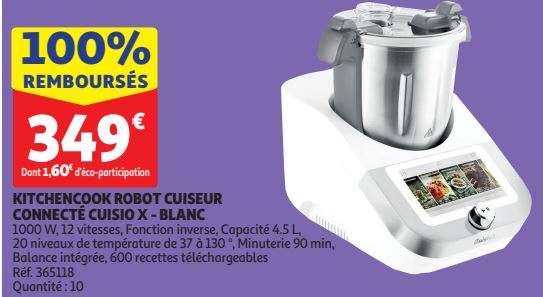 Sélection de produits 100% remboursés en 4 bons d'achat - Ex: Kitchencook robot cuiseur cuisio x (via 349€ en BA) - Aubière (63)