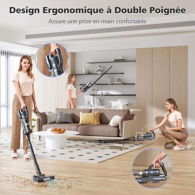 Aspirateur Balai Sans Fil MIUZZY - 30000Pa Puissance - 50min Autonomie - Léger Et Autoportant