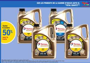 50% cagnottés sur les produits de la gamme d'huile auto Total Quartz 5L
