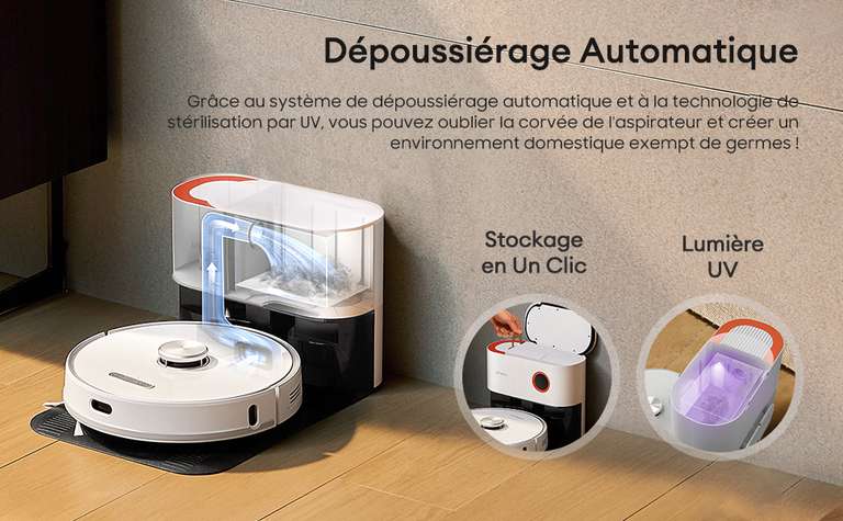 Aspirateur robot laveur Ultenic T10 Pro avec Lidar et station de vidage à  266€ Stock EU