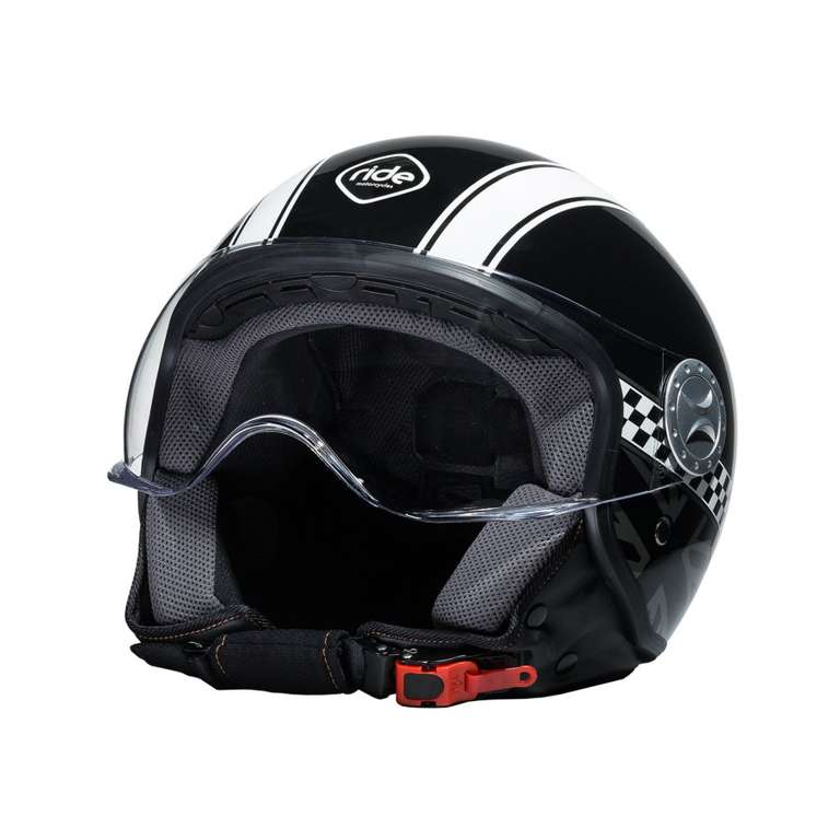 Casque de moto jet Ride 701 damier - Noir, Taille S, M, XL