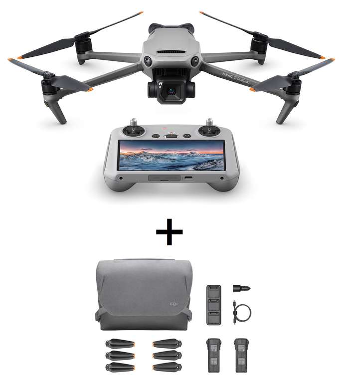 Drone DJI Mavic 3 Classic avec Radiocommande et écran intégré + Kit Fly More Combo offert
