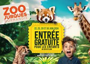 [Via coupon] Entrée gratuite les 22, 23, 29 et 30 juin pour les enfants agés de 3 à 11 ans au Zoo de Jurques - Dialan sur Chaîne (14)
