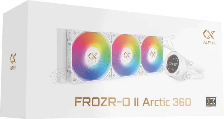 kit Watercooling AiO avec écran LCD Xigmatek Frozr-O II RGB - 360mm, Blanc (1fodiscount.com)