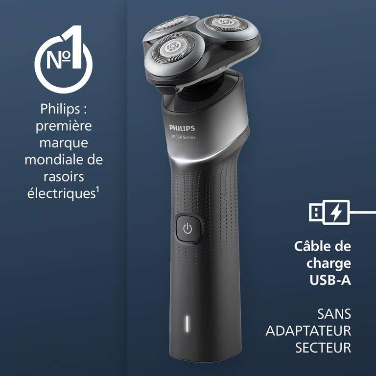 Rasoir électrique Philips 5000X Series - étanche, technologie SkinProtect, tête flexible à 360°, Charge rapide
