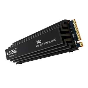 SSD Crucial T700 2 To Gen5 NVMe M.2 -avec dissipateur thermique, Jusqu'à 12 400 Mo/s - Jeux, photographie, montage vidéo et conception.