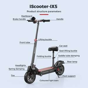Scooter électrique IScooter iX5 10 pouces tout-terrain 15Ah batterie 40-45km autonomie 1000W moteur 45 km/h vitesse Max 6 (entrepôt Europe)