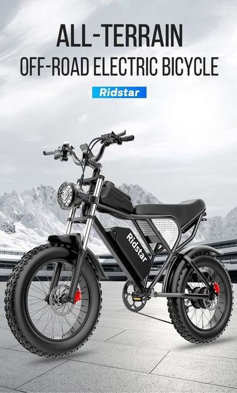 Vélo électrique Ridstar Q20 - moteur sans balais 1000 W, gros pneus 20 x 4,0" batterie amovible 48 V 20 Ah, vitesse max 48 km/h