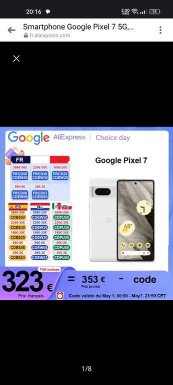 Smartphone Google Pixel 7 5G - 8 Go/128 Go