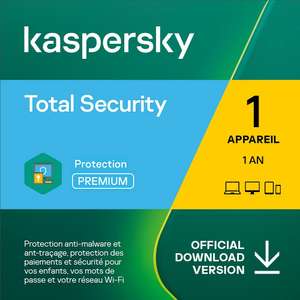 Logiciel Kaspersky Total Security - 1 appareil, 1 an (Dématérialisé)