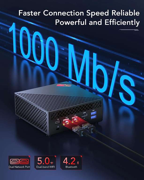 NiPoGi AM07 Mini Gamer PC AMD Ryzen 5 5560U (up to 4.0 GHz), 16 GB