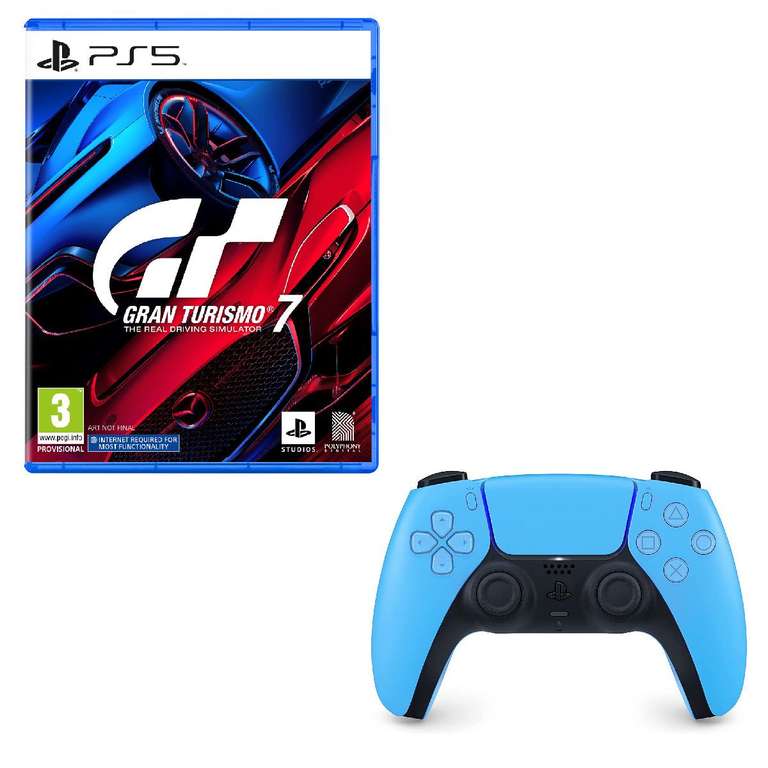 Gran Turismo 7 PS5 + Manette PS5 Dualsense Controller Ice Blue (104.98€ via Code BIENVENUE10)
