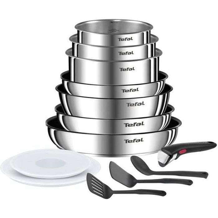 [10/01 à 8h] Batterie de cuisine Tefal Ingenio L897DS04 - Compatible Induction, 3 casseroles, 3 poêles, 1 sauteuse et 6 accessoires