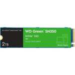 SSD interne M.2 NVMe Western Digital Green SN350 - 2 To, QLC, Jusqu'à 3200-3000 Mo/s (+ 10€ à cagnotter pour les CDAV)