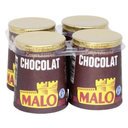 Lot de 8 yaourts emprésurés Malo - 8 x 125g, Chocolat, Chocolat Intense ou Caramel