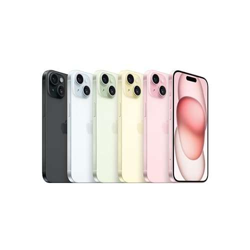 Smartphone 6.1" Apple iPhone 15 - 128Go, modèle européen, Bleu, Rose ou Vert