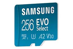 Carte mémoire microSDXC Samsung Evo Select UHS-I U3 - 256Go, 130 Mo/s Full HD & 4K UHD avec Adaptateur SD (MB-ME256KA/UE)