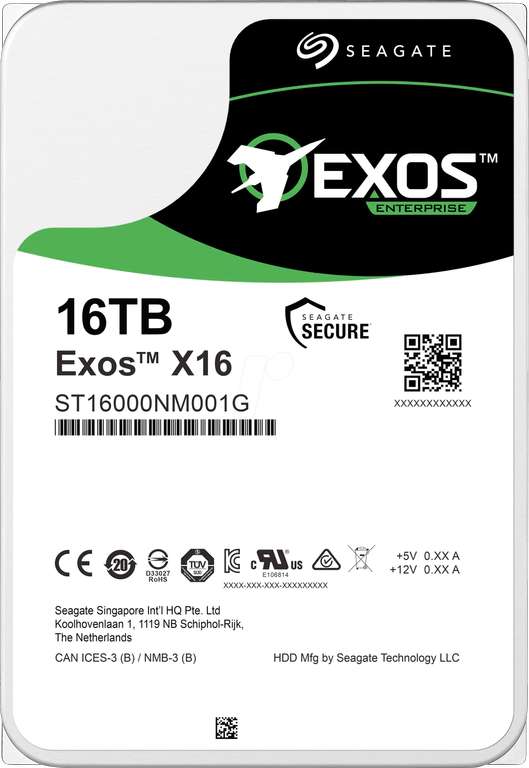 Disque dur interne 3.5' Seagate Exos X16 (ST16000NM001G) - 16 To