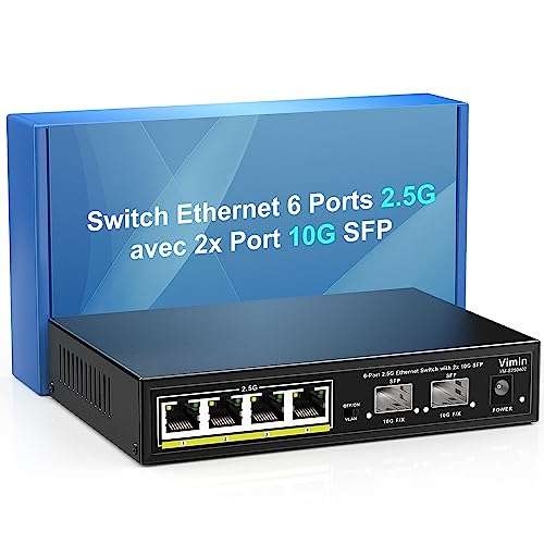 Switch Ethernet VIMIN - 4x2.5G + 2 ports 10G SFP (Vendeur Tiers) (Via coupon)  –, switch rj45 2 ports haut debit 