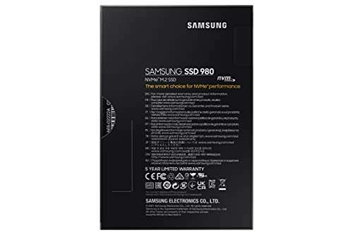 SSD interne M.2 NVMe Samsung 980 - 1 To, TLC 3D, Jusqu'à 3500-3000 Mo/s (MZ-V8V1T0BW)