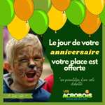 Entrée gratuite le jour de votre anniversaire aux Parcs aventure en forêt Acrobois - Peyrins (26), La Versanne (42)