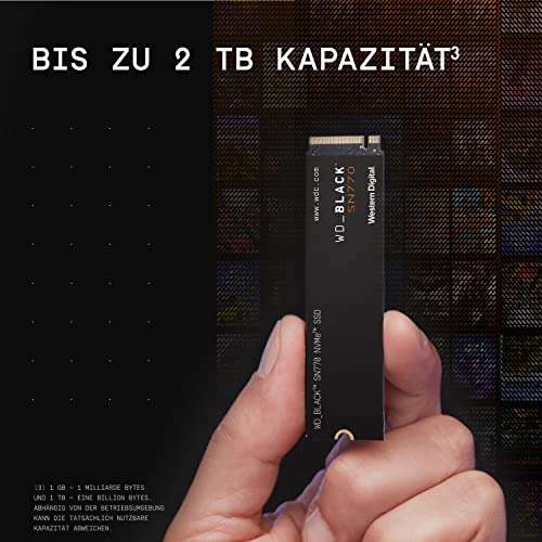 SSD interne M.2 NVMe Western Digital WD Black SN770 (WDS100T3X0E) - 1 To, PCIe 4.0, 5150-4900 Mo/s