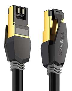 TESMAX Câble Ethernet 4.5m Cat 8, 26AWG 40GBPS 2000MHz Ultra Speed CAT8 réseau Câble de SFTP avec connecteur RJ45 plaqué or (vendeur tiers)