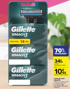 Pack de 12 lames pour Rasoir Gillette Fusion 5, Mach3 ou 10 lames Skinguard Aloe vera (via 24,36€ sur la Carte de Fidélité)